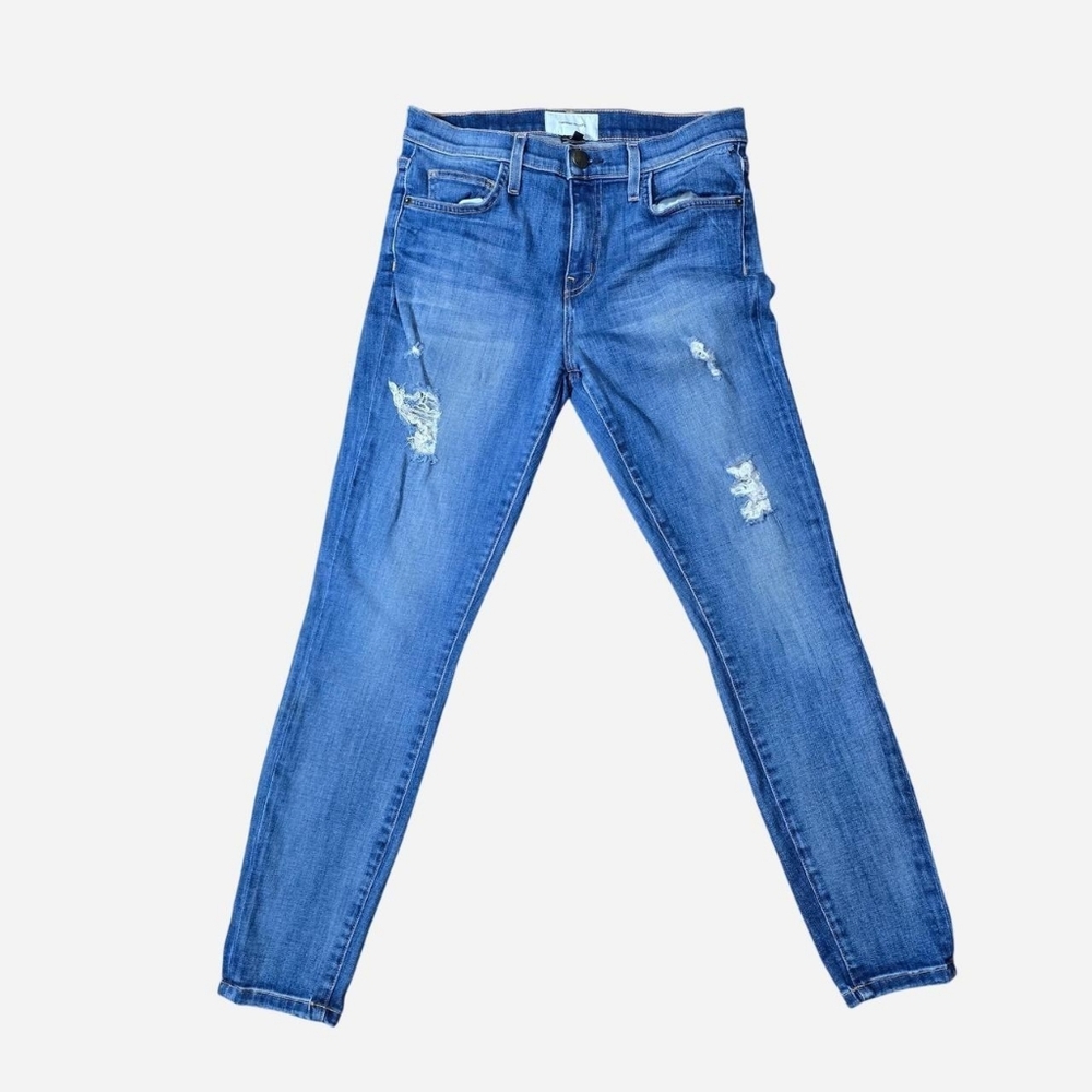 Current/Elliott Blue Distressed‎ Skinny Jeans